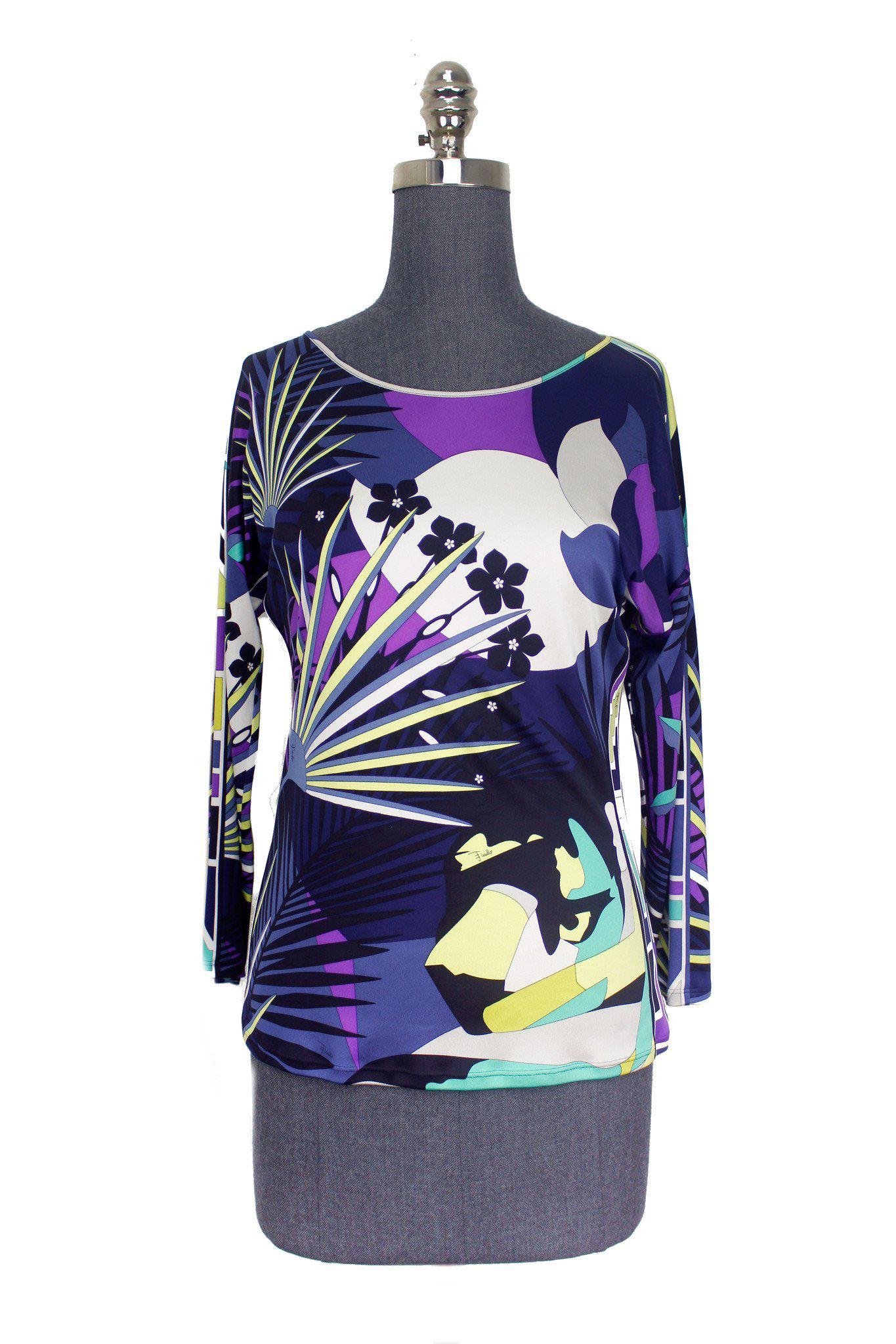 Emilio Pucci Printed Silk Long Sleeve Blouse Women's Size M | Luxury Italian Fashion for Evening Parties & Special Occasions