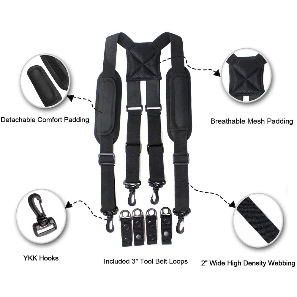 Tactical Nylon Police Duty Belt Suspenders - Adjustable Padded Harness for Law Enforcement, Security & Construction Work | Comfortable Tool Belt Support for Duty Gear & Equipment