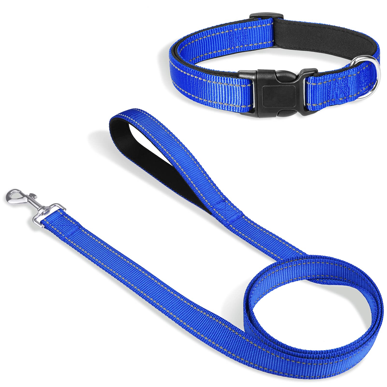 Joytale Reflective Dog Collar and Leash Set - 5FT Nylon Leash with 3/4