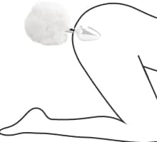 Small Anal Plug with Rabbit Bunny Tail - Stainless Steel Butt Plug for Cosplay & Sensual Play | Waterdrop White | Perfect for Roleplay, BDSM & Adult Fun