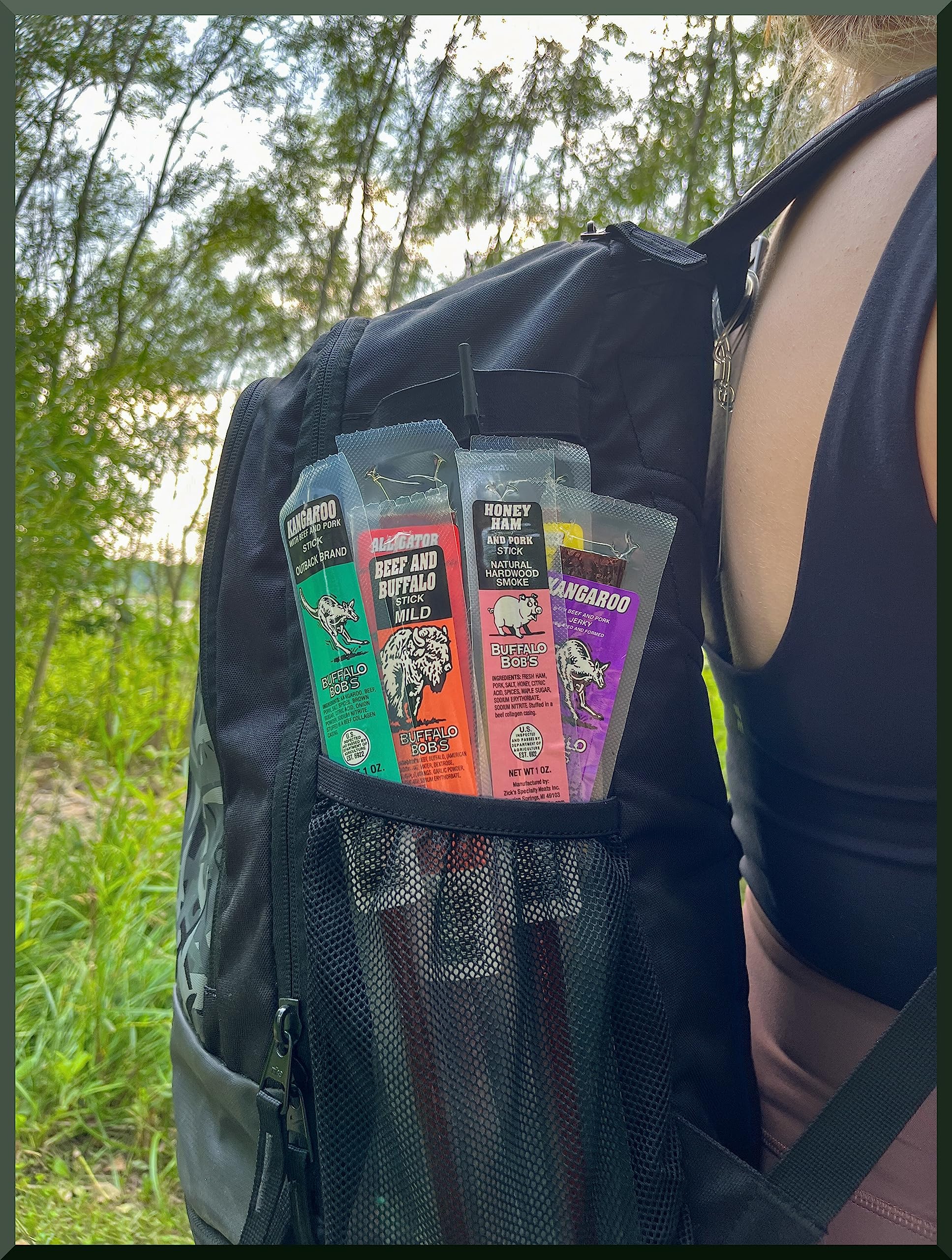 BUFFALO BOB'S Wild Game Meat Snacks - 50 Assorted Exotic Jerky Flavors Including Alligator, Buffalo, Elk & Venison - High Protein Adventure Snacks for Hiking, Camping & Gifts for Men, Dad & Outdoors Enthusiasts