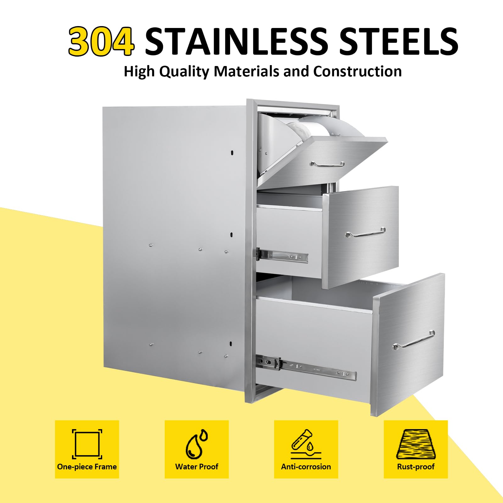 Stainless Steel Outdoor Kitchen Drawers with Paper Towel Holder - 17