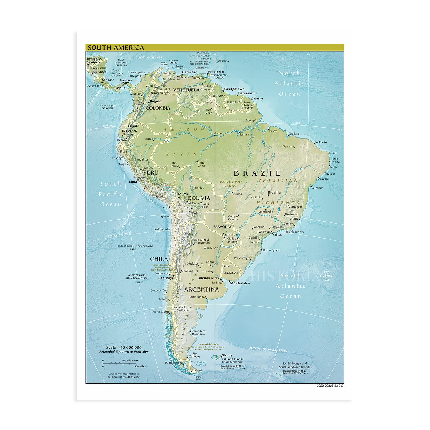 2021 South America Map Poster - 18x24 Inch Wall Art - Detailed Latin America Map for Home, Office & Classroom Decor - Perfect for Geography Teachers & Travel Enthusiasts