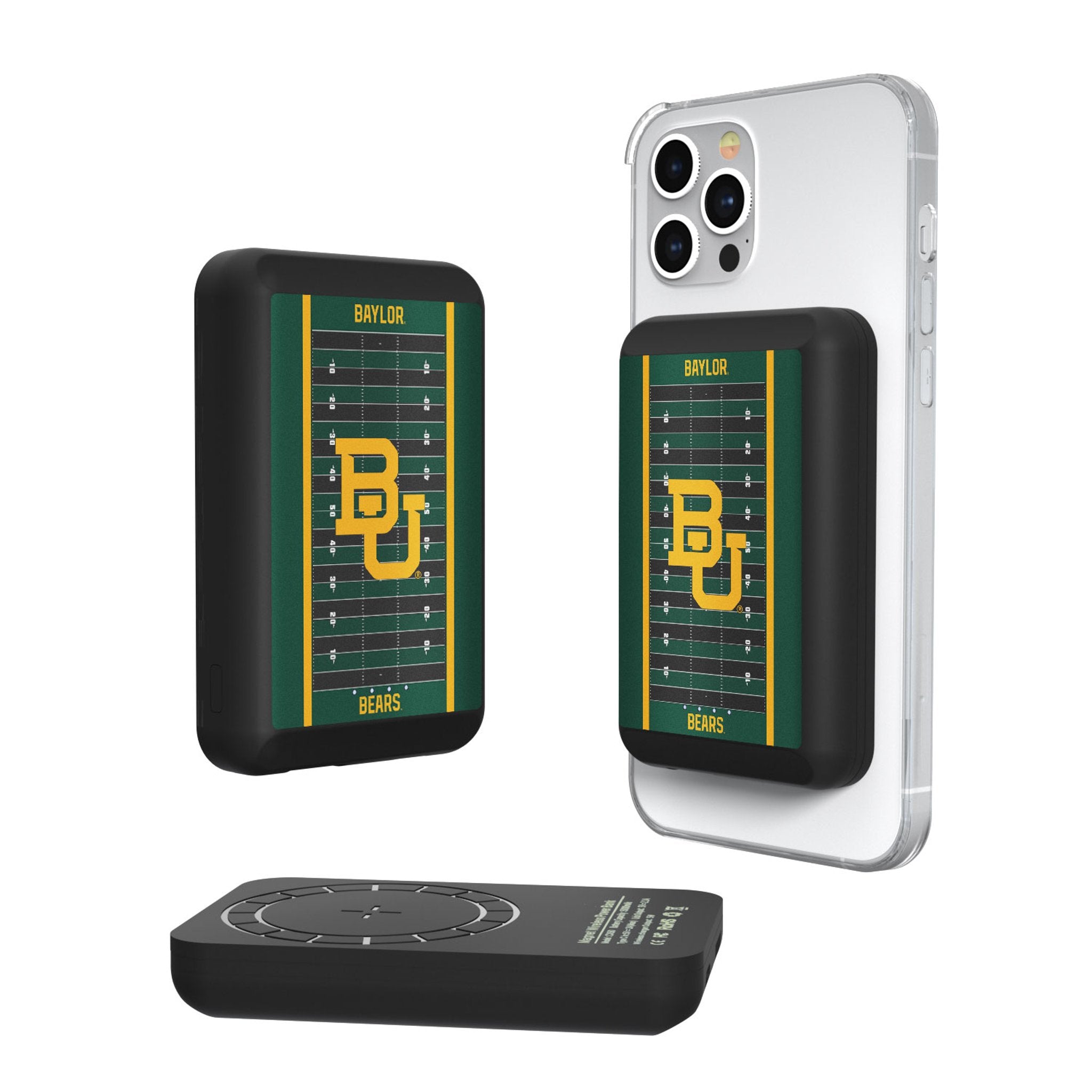 Baylor University Bears Wireless Magnetic Power Bank - Portable Charger for iPhone, Samsung, AirPods - Perfect for Travel, Work, and Outdoor Adventures