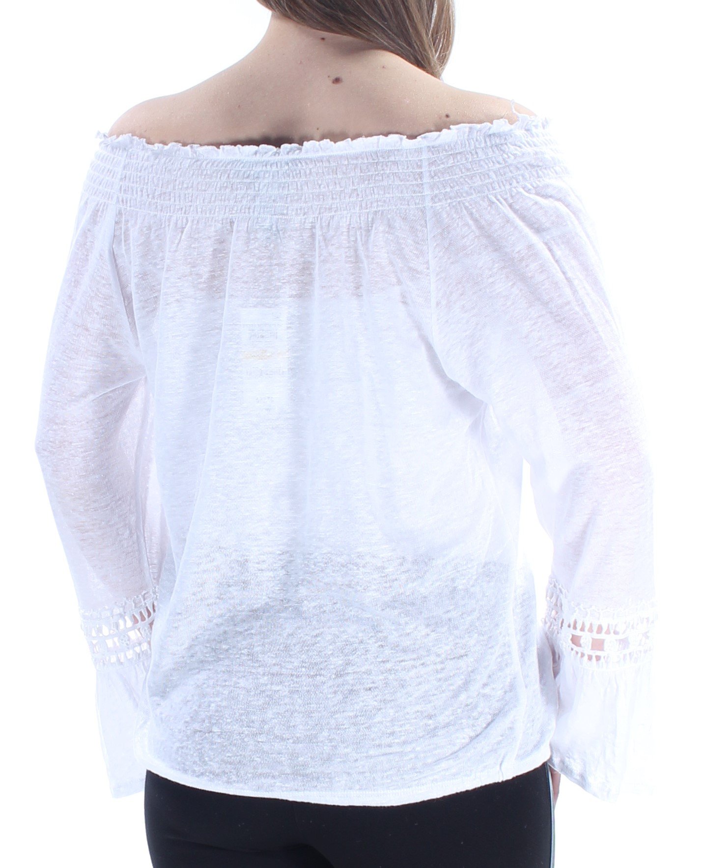 INC Women's Linen Off-The-Shoulder Casual Top - Breathable Summer Blouse, White, Size M | Perfect for Beach Vacations, Date Nights & Boho Outfits