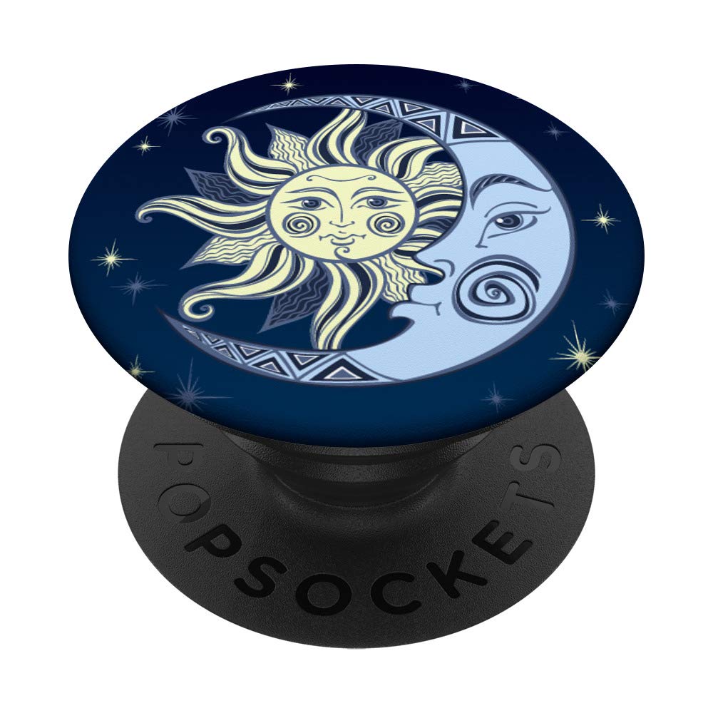Space Blue Yellow Sun Moon Stars PopSockets Swappable PopGrip - Phone Grip Stand for iPhone & Samsung - Perfect for Selfies, Gaming, and Everyday Use