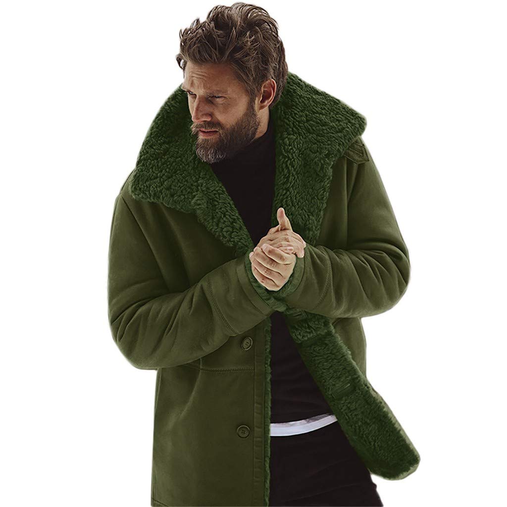 Vintage Men's Sheepskin Leather Jacket with Fur Lining - Warm Cashmere Shearling Coat for Winter | Outdoor, Casual & Formal Wear