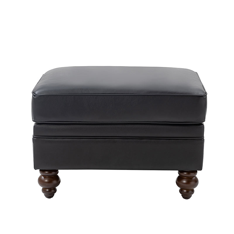 Basilio Modern Genuine Leather Storage Ottoman Bench - Living Room Footrest, Coffee Table & Extra Seating - Perfect for Home, Office & Bedroom