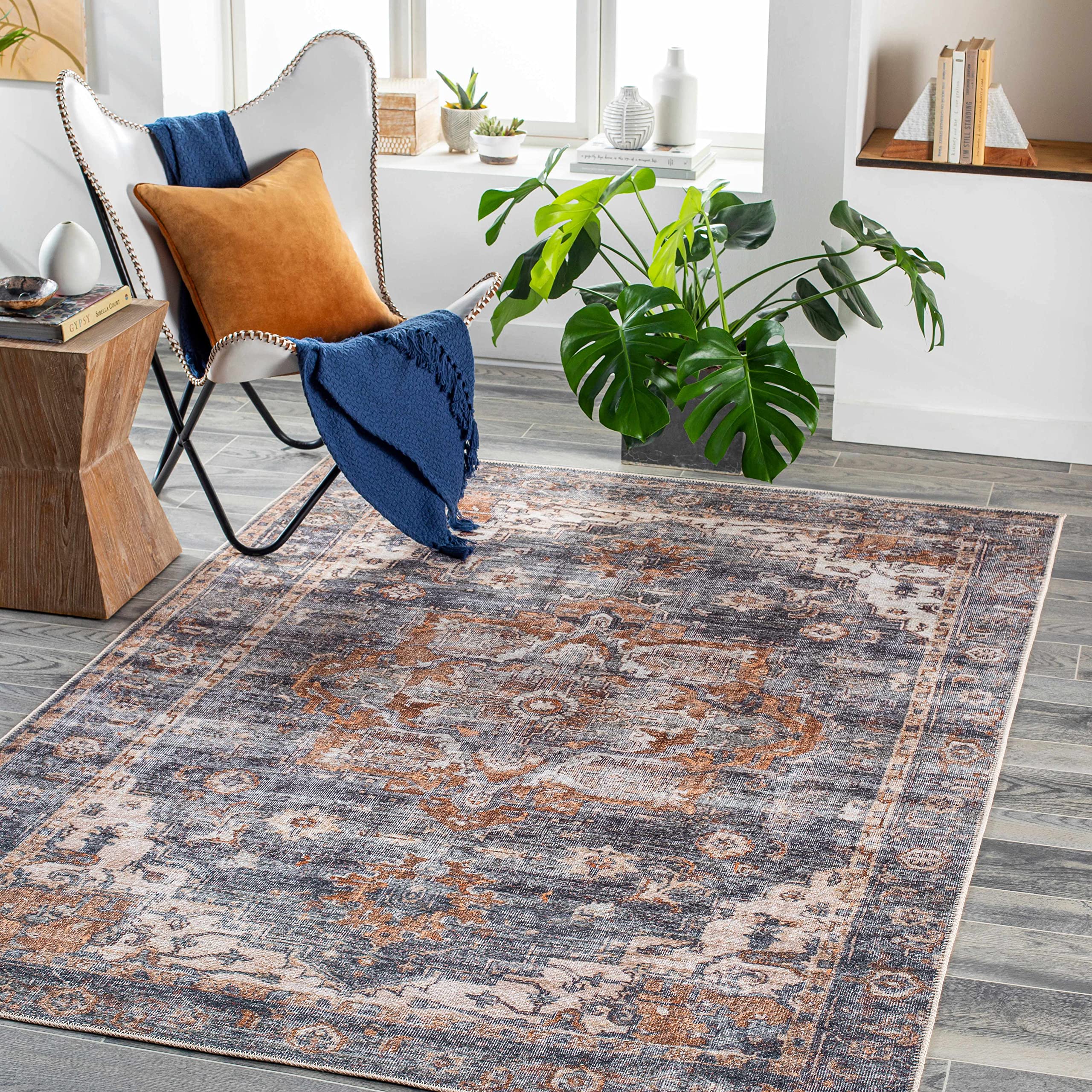 Hauteloom Lagangilang Machine Washable Area Rug for Living Room & Bedroom - Soft Beige, Brown, Gray Modern Design - 7'10
