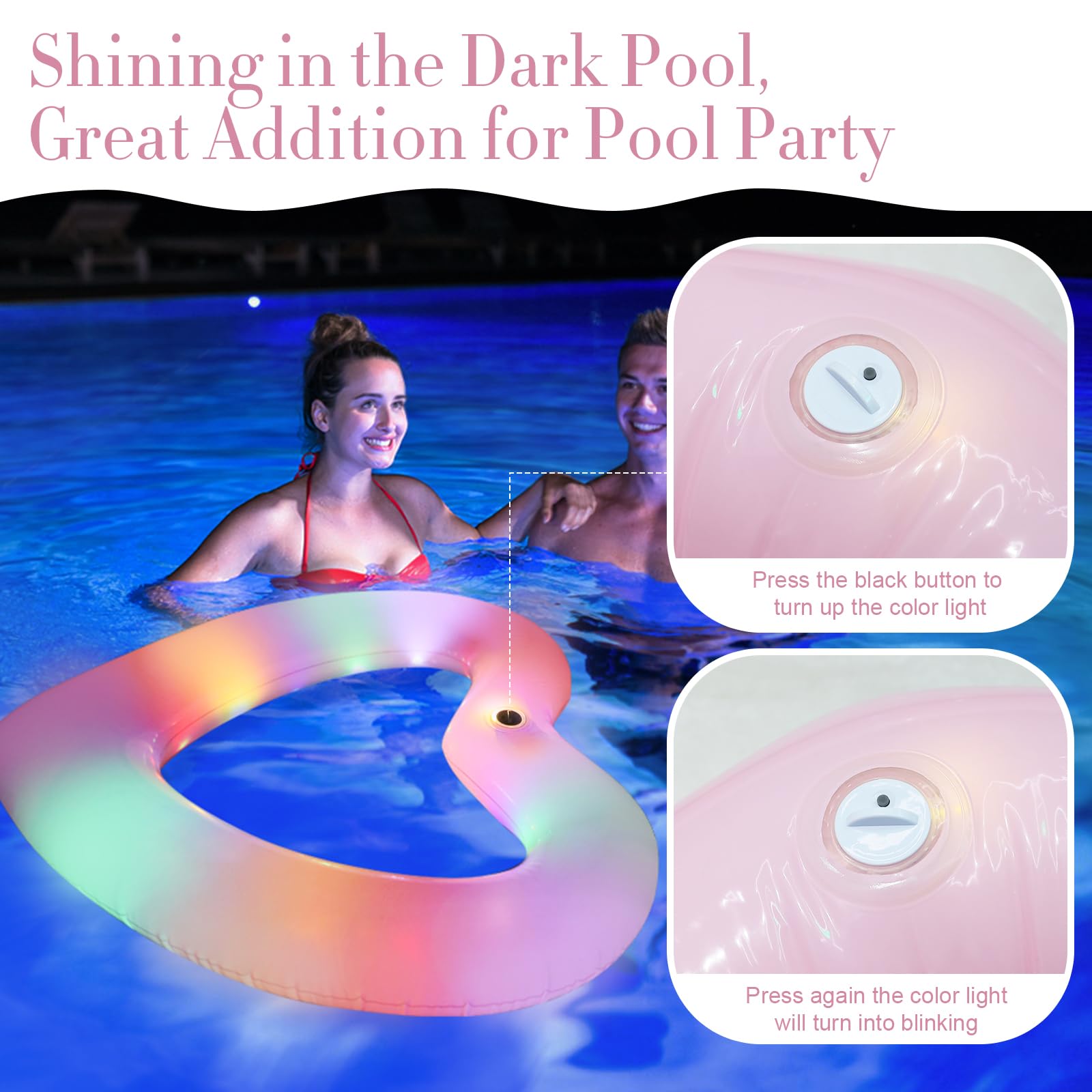Inflatable Heart Pool Float - Sweet Love Swim Ring Lounger for Summer Water Fun, Beach Party & Pool Toys for Kids & Adults - Perfect for Valentine's Day, Romantic Getaways & Backyard Pool Parties