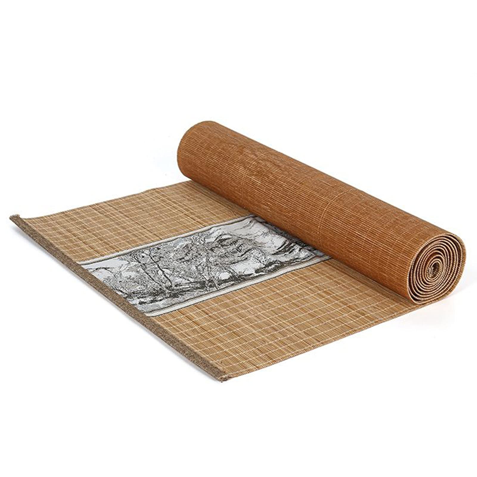 Handmade Bamboo Tea Mat with Japanese Style Pattern - Durable Roll-Up Table Runner for Thanksgiving, Easter, Fall & Winter Decor - 40x420cm (15.7x165.4in) - Perfect for Tea Ceremonies, Dining Table Centerpiece & Seasonal Home Decoration
