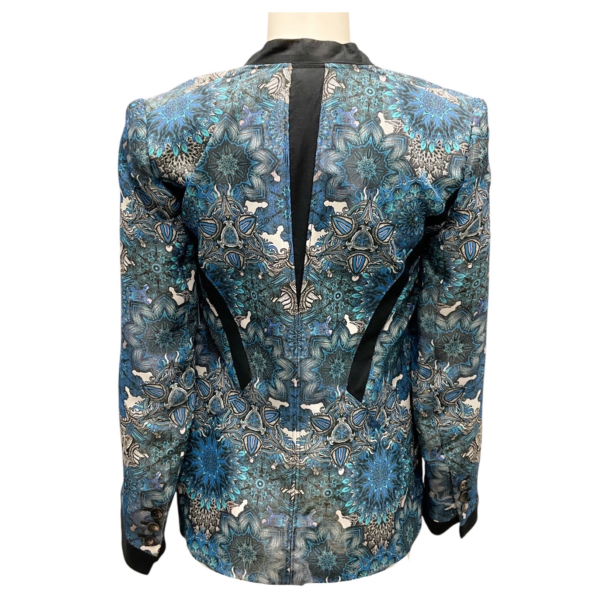 Helmut Lang Blue Multi Mandala Wet Print Jacket - Stylish Waterproof Windbreaker for Women | Perfect for Rainy Days, Outdoor Adventures & Streetwear Fashion
