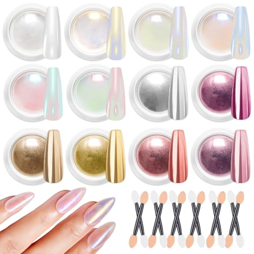 G1-126pcs Rose Gold White Chrome Powder