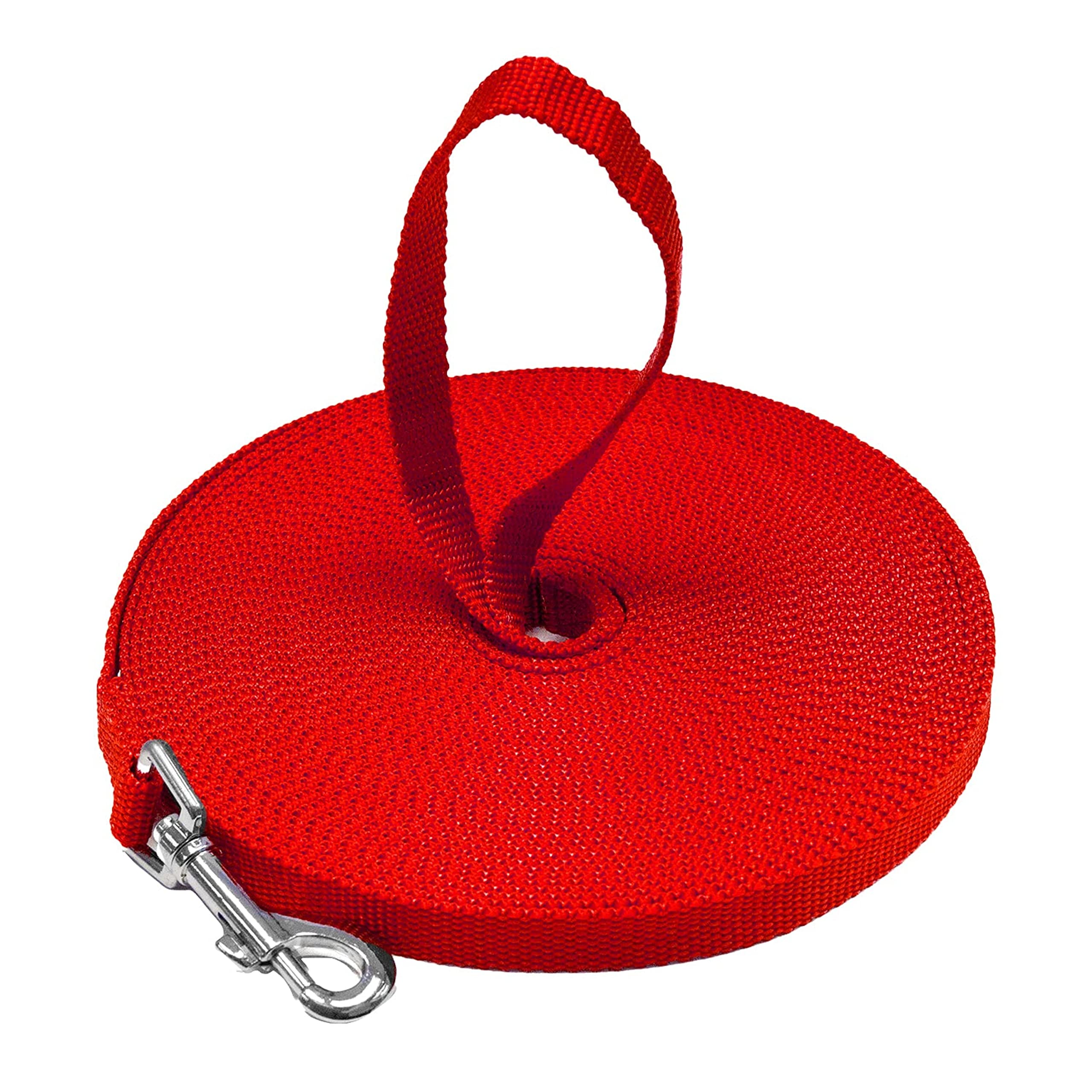 Downtown Pet Supply 100ft Long Dog Leash - Durable Nylon Training Leash for Recall & Obedience - Red Color - Perfect for Outdoor Adventures, Park Training & Hiking with Your Dog