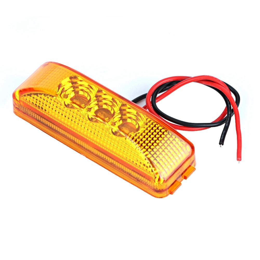 2PCS 3-LED Amber Side Marker Lights for Trucks & Trailers - Durable Waterproof Signal Lamps, DOT Compliant - Perfect for Night Driving & Enhanced Vehicle Visibility