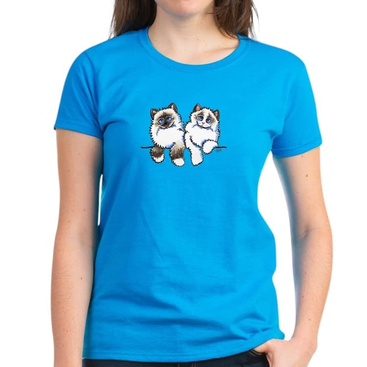 Ragdolls Pair Off Leash Art Cotton T-Shirt - Funny Cat Lover Tee for Casual Wear & Gifts