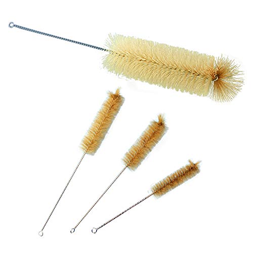 Premium Glass Bottle Cleaning Brushes Set - 4 Pack for Test Tubes, Lab Glassware & Drink Bottles | Durable Nylon Bristles for Deep Cleaning | Ideal for Laboratories, Home Brewing & Kitchen Use
