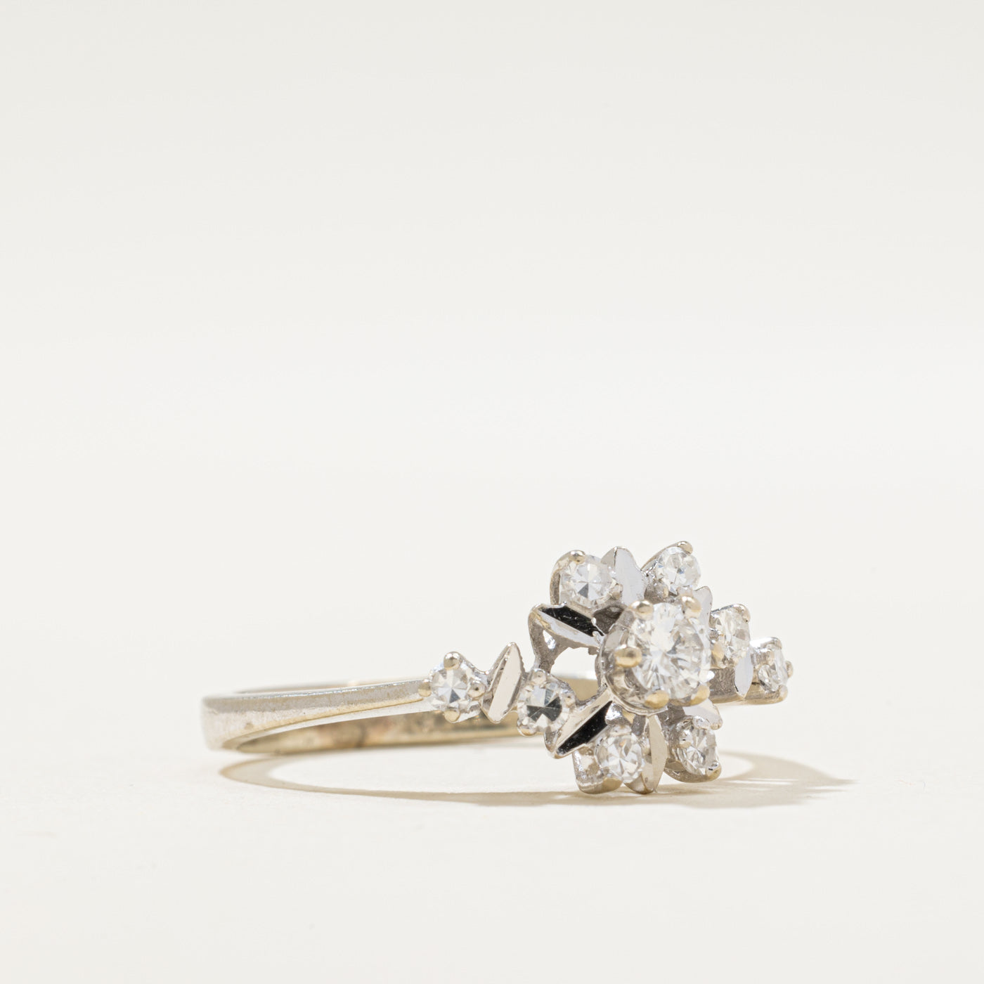 0.28ctw Diamond Floral Cluster Ring - Size 6.5 - Elegant Wedding Band, Anniversary Gift & Everyday Jewelry for Women