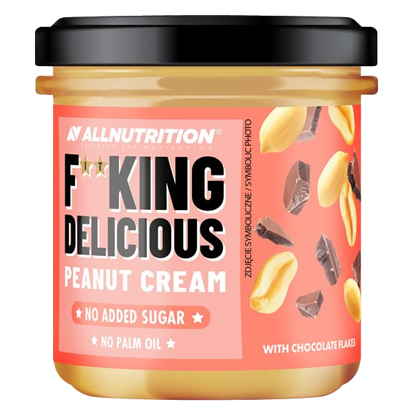 Allnutrition Fitking Delicious Peanut Butter with Chocolate Flakes - 350g Protein Spread for Fitness, Bodybuilding & Healthy Snacking - Perfect for Toast, Smoothies & Post-Workout Recovery