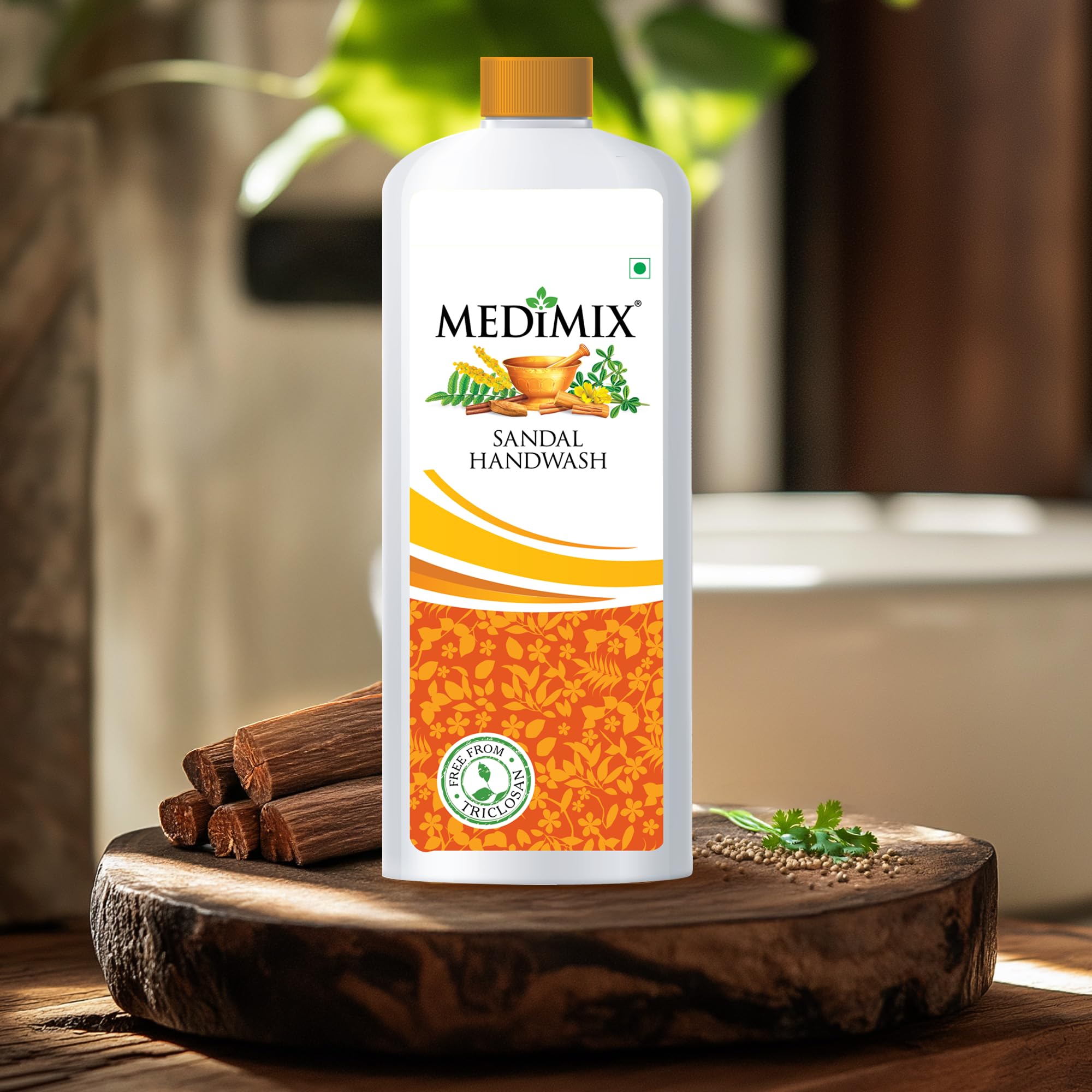 Medimix Sandal Liquid Handwash 1L Refill Bottle - Natural Germ Protection, Soft & Moisturized Hands, Free from Harsh Chemicals | Enriched with 18 Herbal Extracts | Perfect for Homes, Offices & Healthcare Facilities