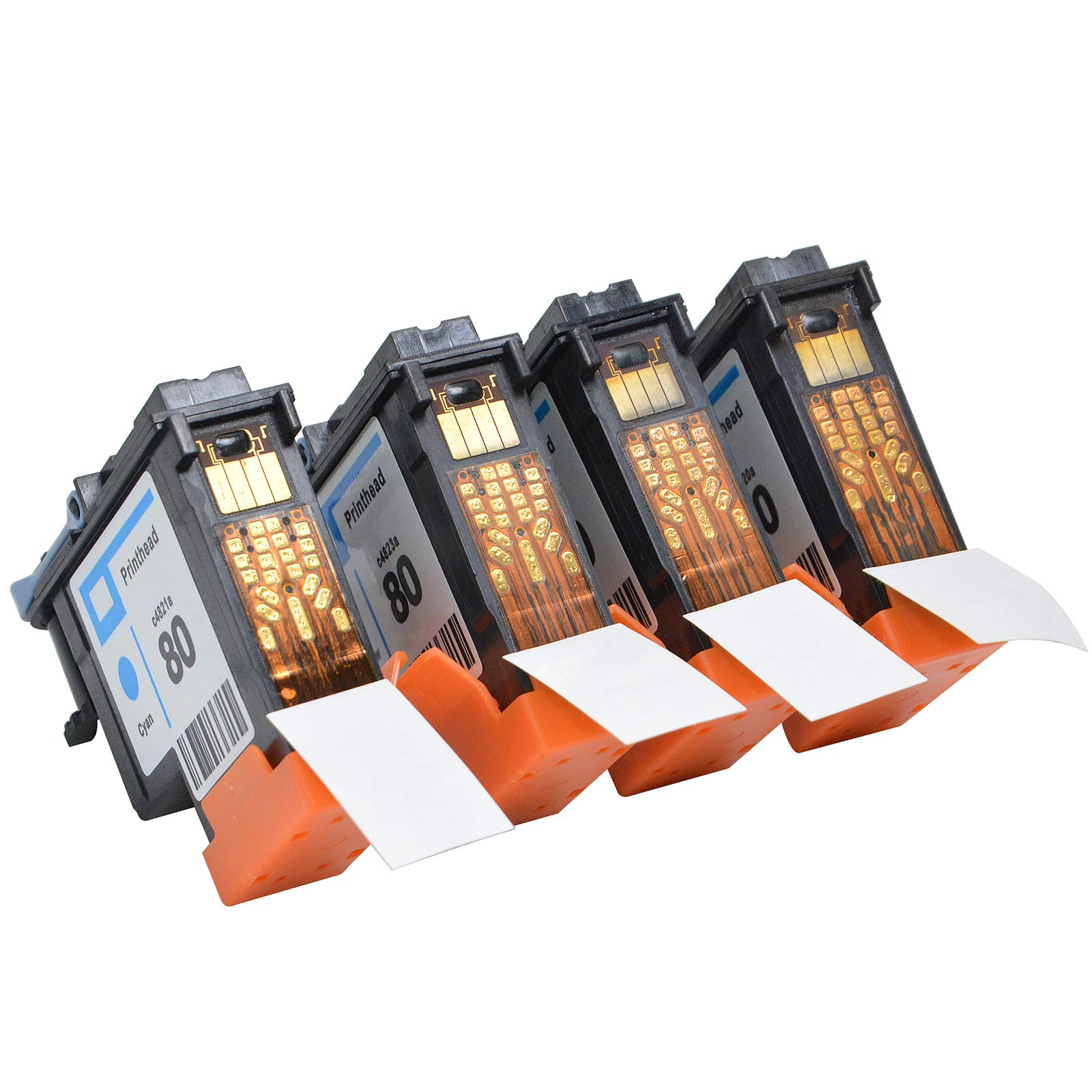 4-Pack HP 80 Printhead with New Updated Chips - Compatible for HP DesignJet 1050C/1050C Plus/1055C/1055CM/1055CM Plus Printers - Perfect for Office Printing, CAD Drawings & Large Format Graphics