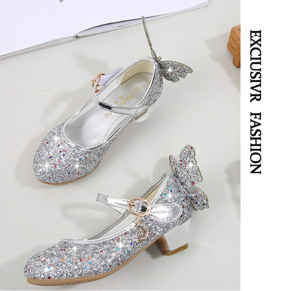 Sparkly Butterfly Mary Jane Shoes for Girls – Glitter Bridesmaid & Wedding Party Shoes – Low Heel Princess Dress Shoes (Toddler/Little Kid/Big Kid) – Perfect for Weddings, Pageants, and Special Occasions