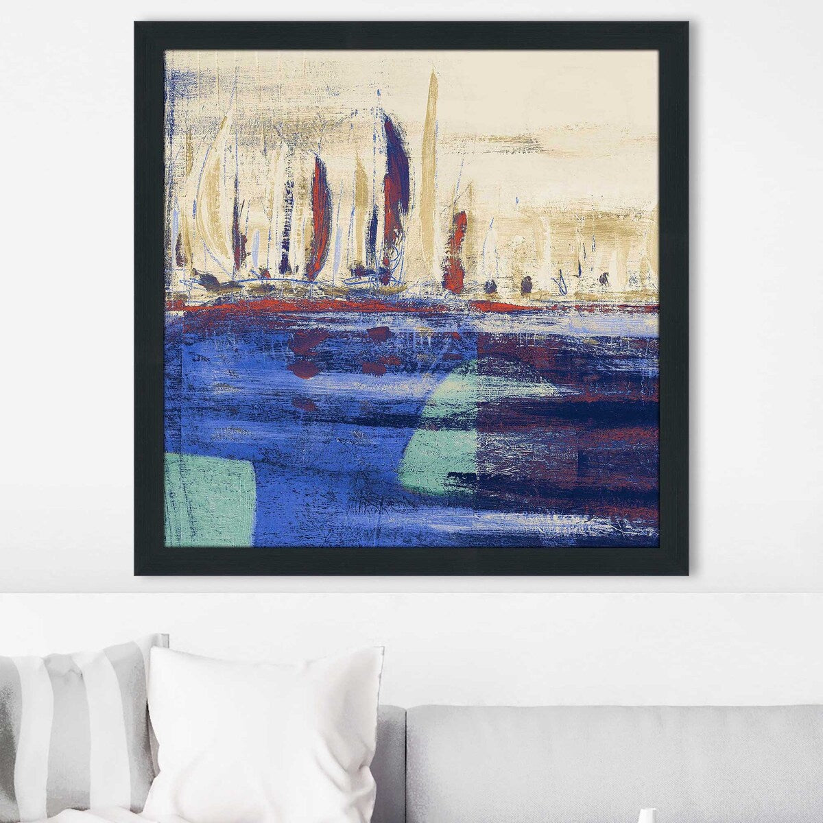 Blue Calm Waters Square I Acrylic Wall Art Print - Modern Abstract Ocean Painting for Living Room, Bedroom & Office Decor