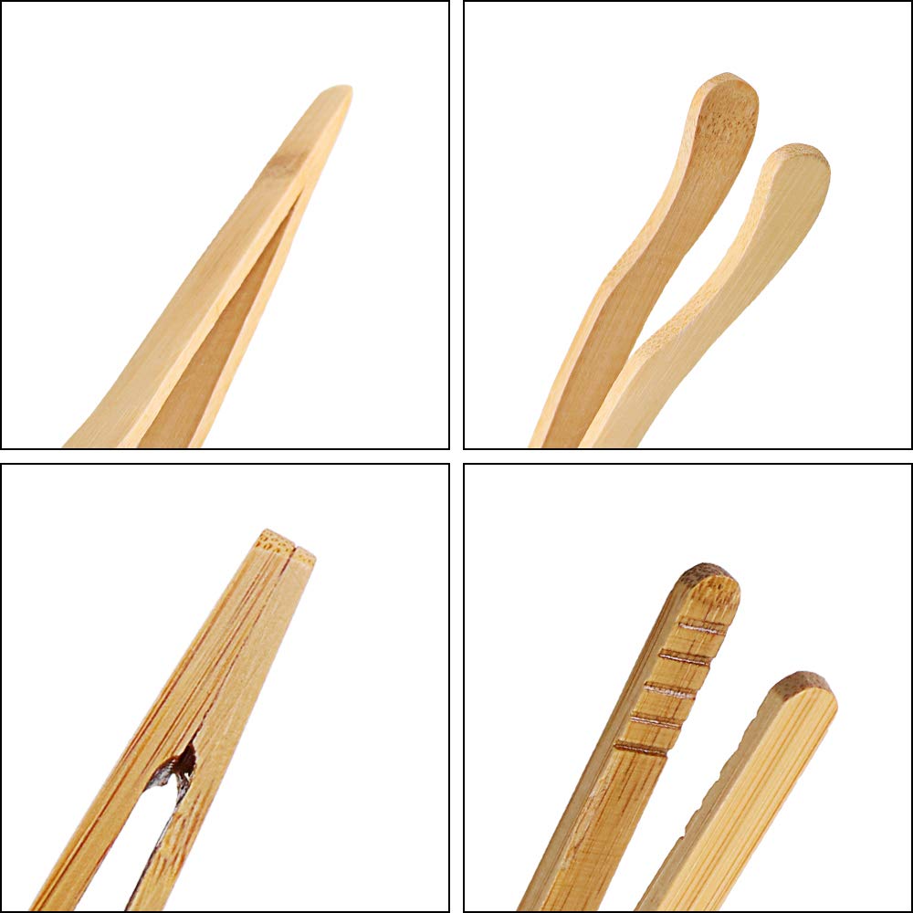 Hysagtek 8-Pack Bamboo Toast Tongs - 7.08 Inch Wooden Serving Utensils for Bread, Pickles, Tea & Meat - Perfect for Toaster, Cooking, BBQ & Kitchen Serving