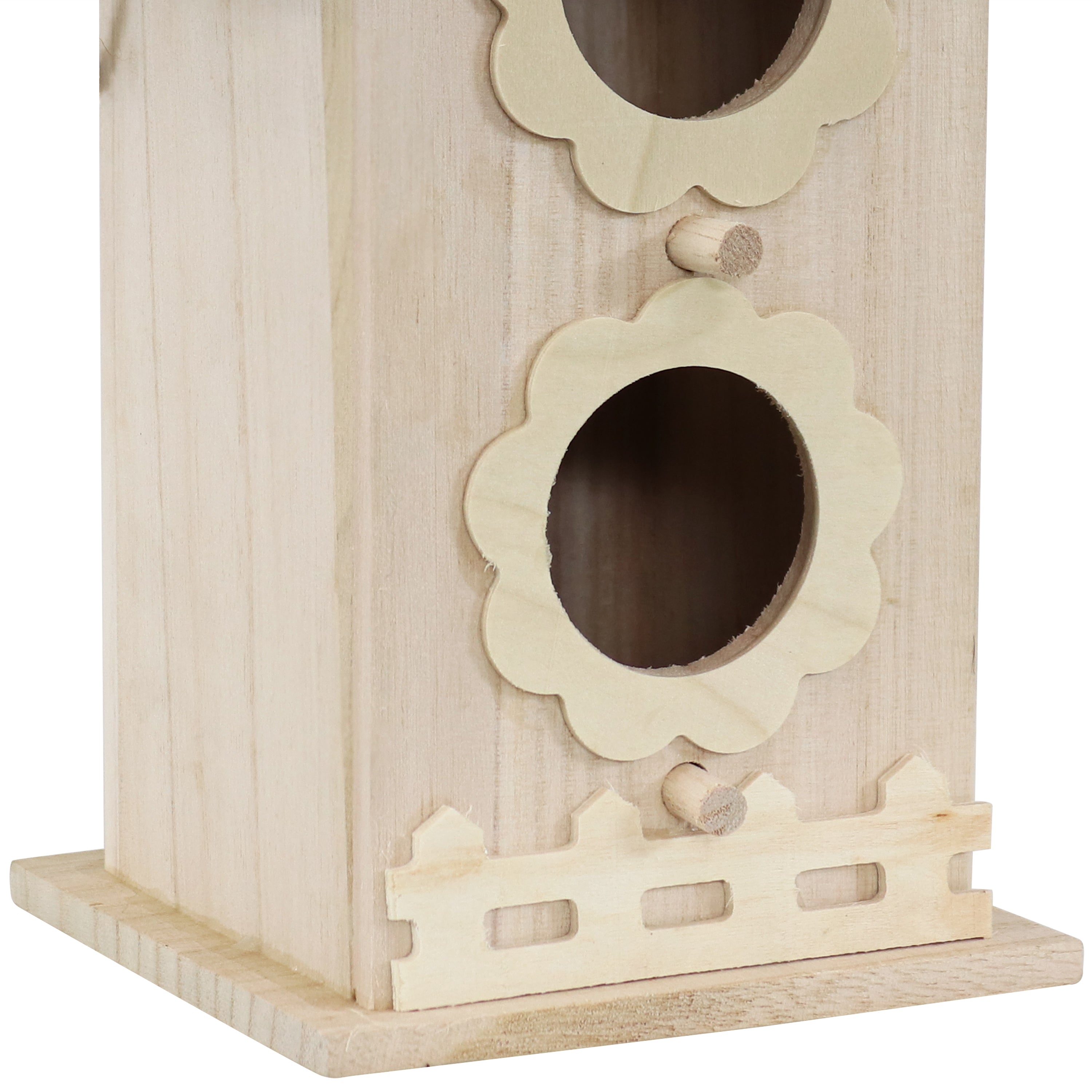 Sunnydaze Wooden Bungalow Outdoor Hanging Bird House - Natural Wood Bird Feeder for Garden, Patio & Backyard - Attracts Wild Birds for Birdwatching & Nature Lovers