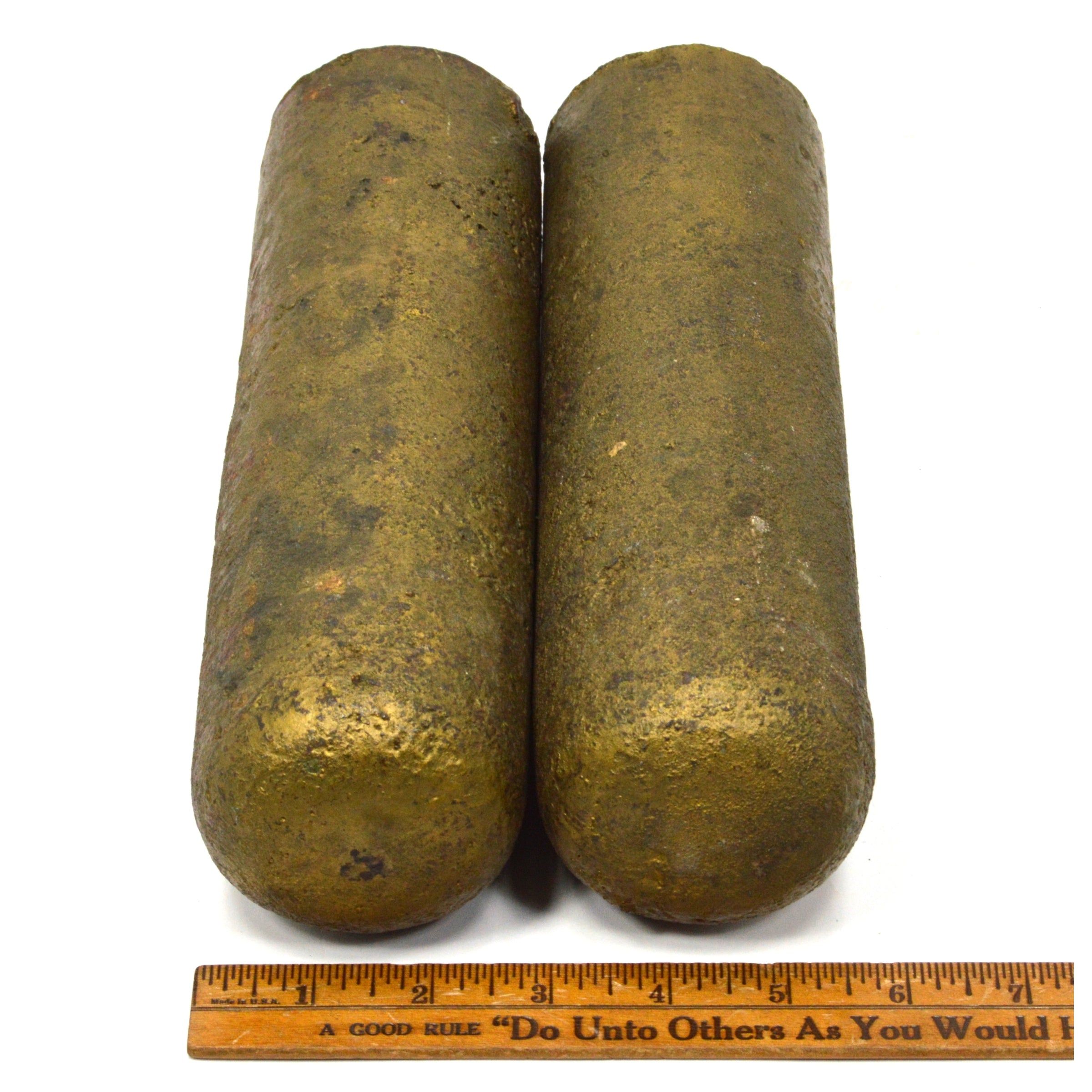 Vintage Cast Iron Clock Weights - Lot of 2 Heavy 10-Cylinder Antique Weights (30 lbs Total) for Grandfather Clocks & Mechanical Timepieces Restoration