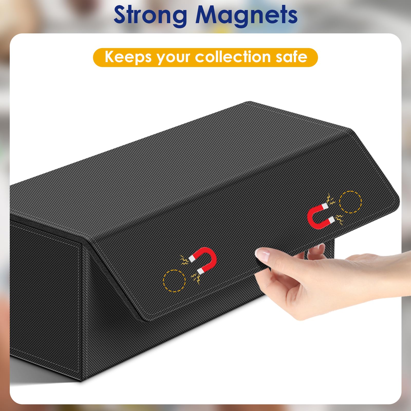 Premium 600-Capacity Leather Trading Card Storage Box with Magnetic Closure - Fits MTG, Pokemon, Sports & Standard Game Cards - Durable Black Deck Case for Collectors & Players - Perfect for Home, Travel & Tournaments
