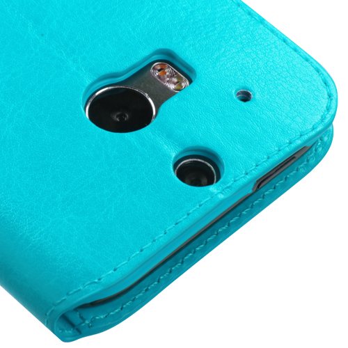 Asmyna MyJacket Wallet Case with Card Holder & Stand for HTC One M8 - Slim Protective Cover with Kickstand - Retail Packaging (Blue) - Perfect for Work, Travel & Everyday Use