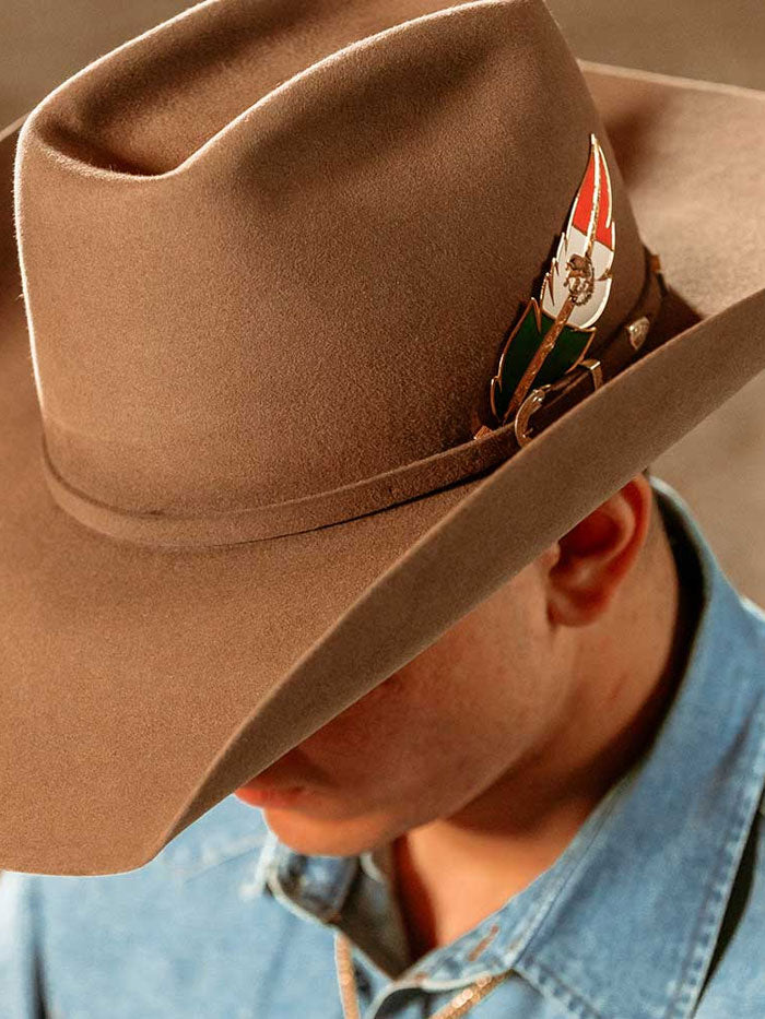 Montana Silversmiths HF5458MXG Gold Mexico Flag Hat Feather - Western Cowboy Hat Accessory for Rodeo, Country Music Festivals & Patriotic Events