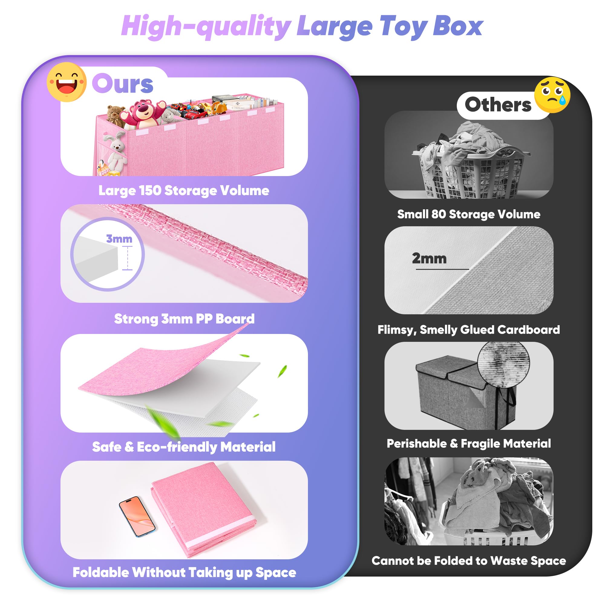 Mabahoo Extra Large Collapsible Toy Storage Organizer with Mesh Pockets - 41