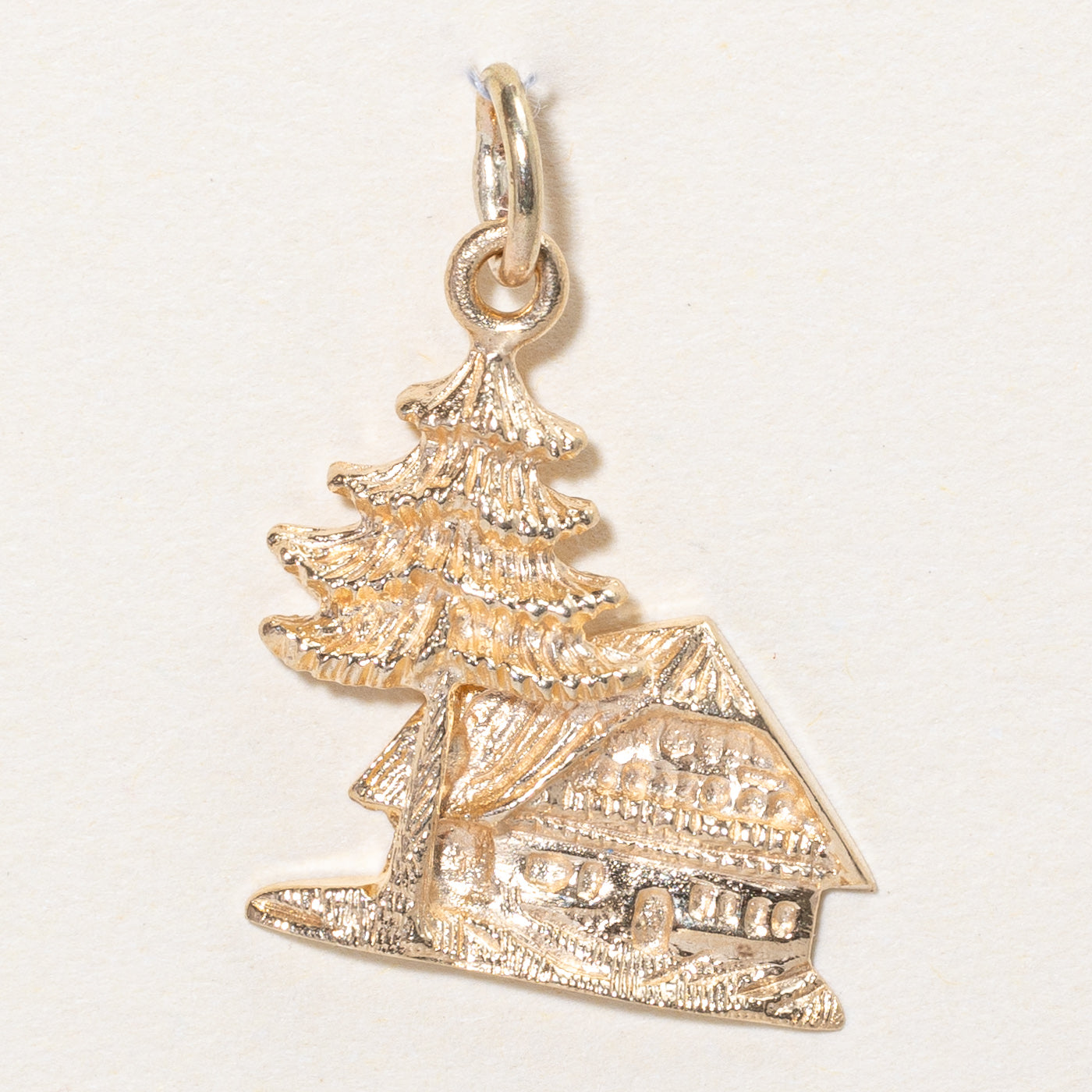 10K Yellow Gold Cabin in the Woods Charm Pendant - Dainty Forest Jewelry for Necklace - Perfect for Camping Enthusiasts & Nature Lovers Gifts