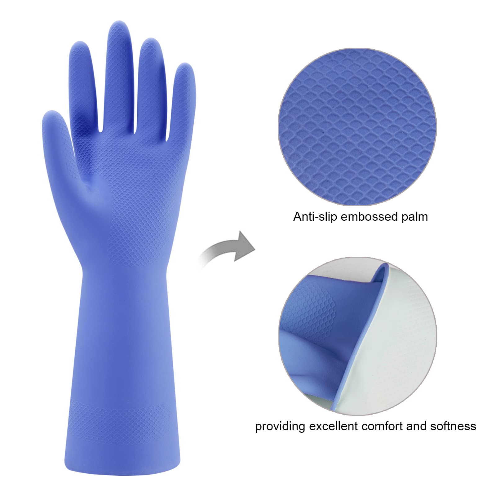**Reusable Rubber Dishwashing Gloves - 4 Pairs Colorful Household Cleaning Gloves for Washing Dishes, Kitchen & Bathroom Cleaning - Non-Slip, Durable & Flexible (Small, Blue, Pink, Yellow, Orange) - Perfect for Dishwashing, Mopping & Heavy-Duty Cleaning**