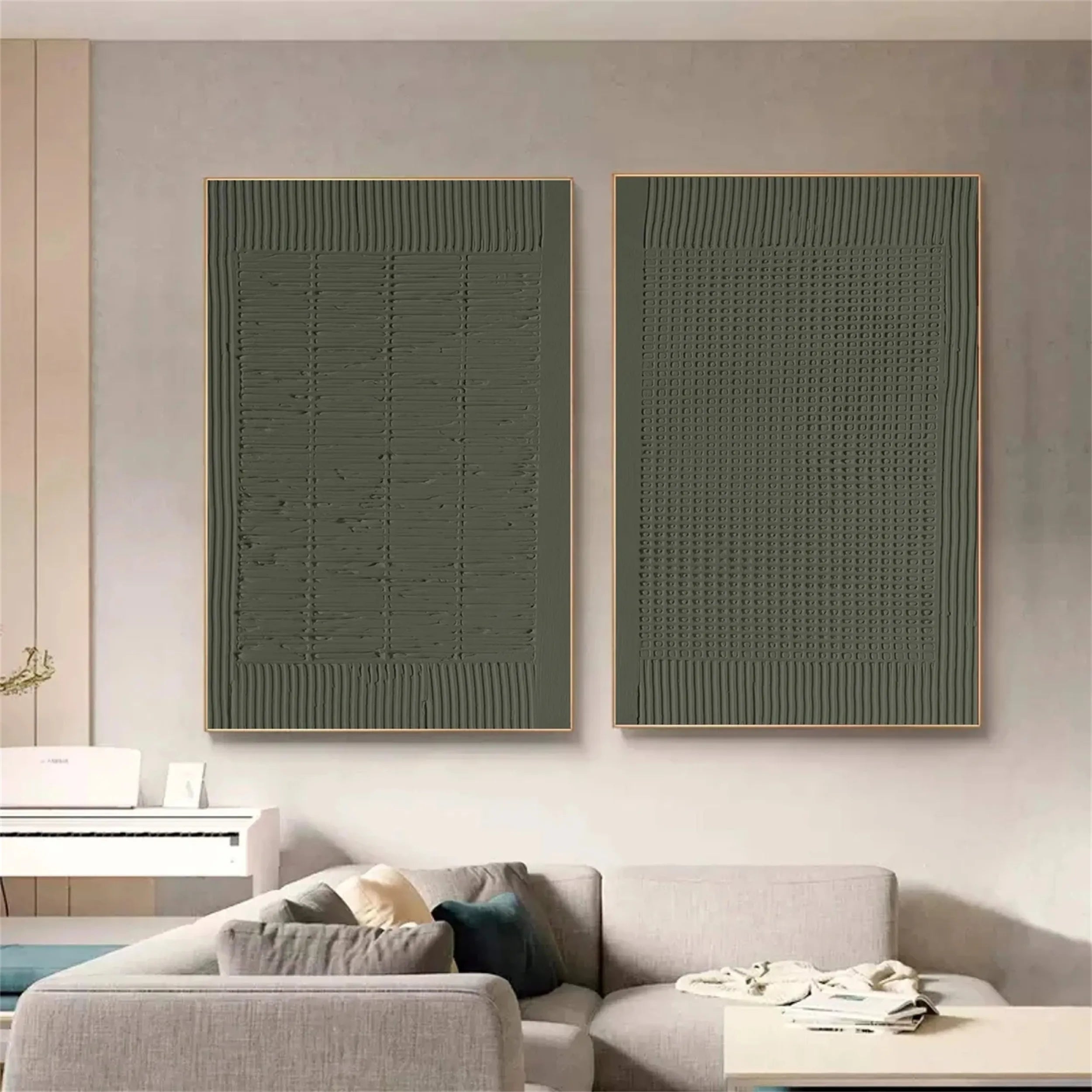 Abstract Blue & Green Wall Art Set of 2 - Modern Canvas Paintings for Living Room, Bedroom & Office Decor #BG028