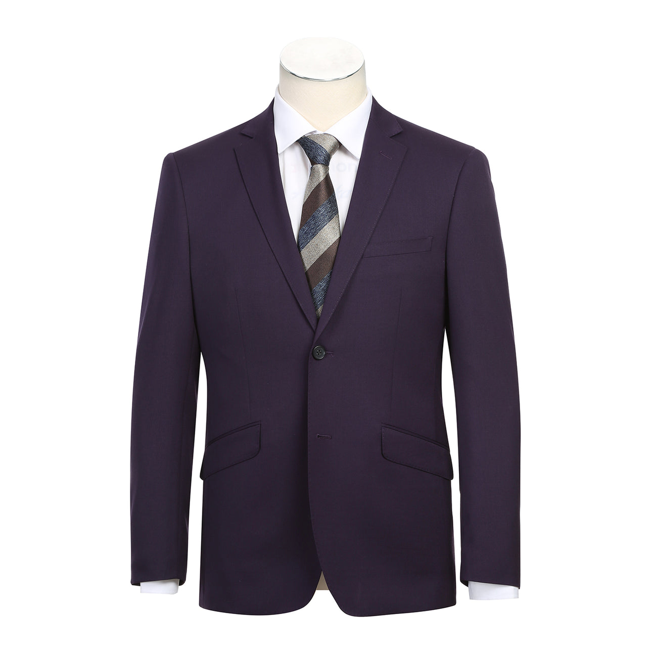 Alessandro Vitello by Renoir Slim Fit Wool Suit in Purple Blue (Style 566-4) - Premium Business Attire for Weddings, Office & Formal Events