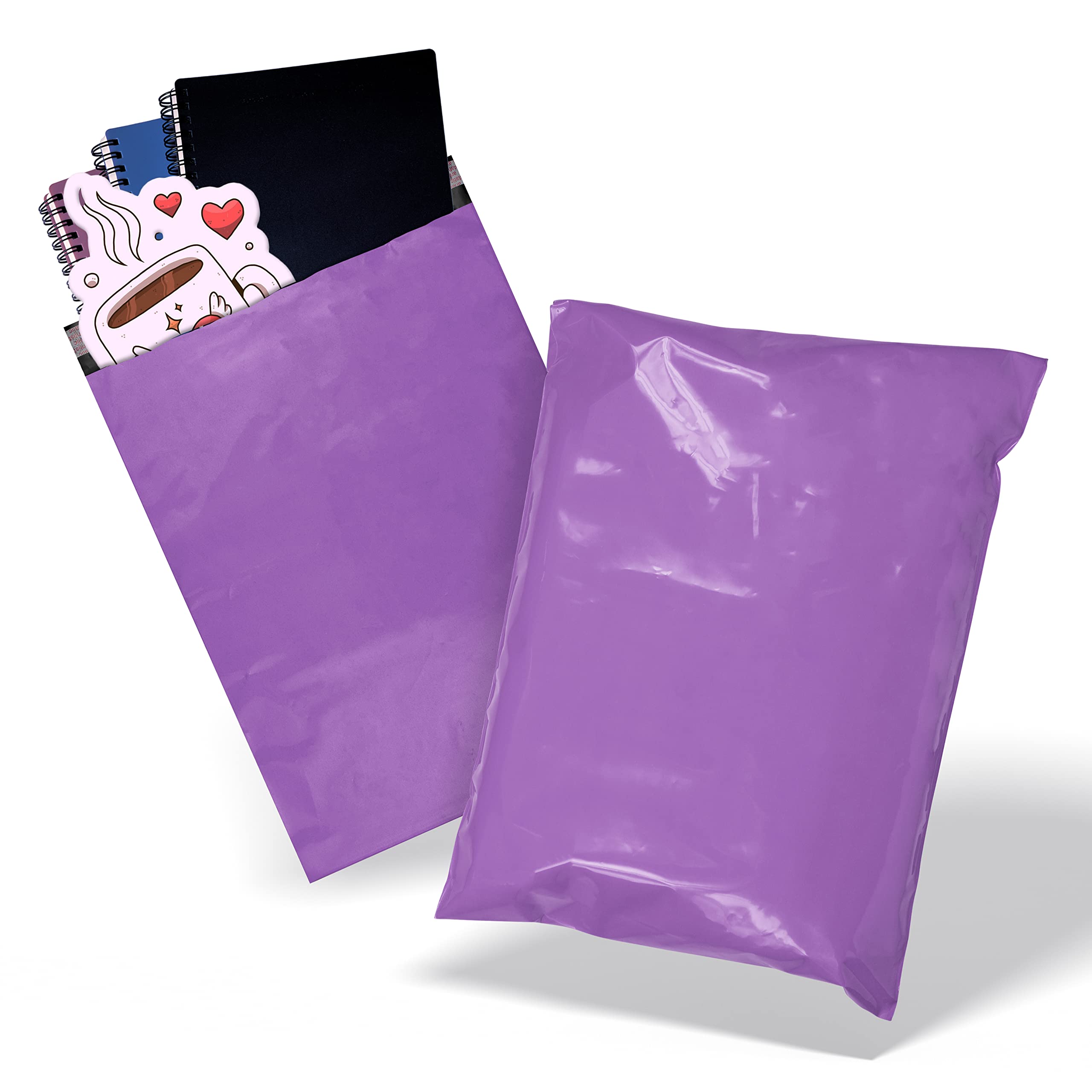 Amiff 12x15.5 Inch Purple Poly Mailers - 100 Pack Waterproof Peel & Seal Shipping Envelopes | 2 Mil Tear-Resistant Plastic Mailing Bags for Clothing, Small Business & Ecommerce | Perfect for Online Stores, Subscription Boxes & Returns