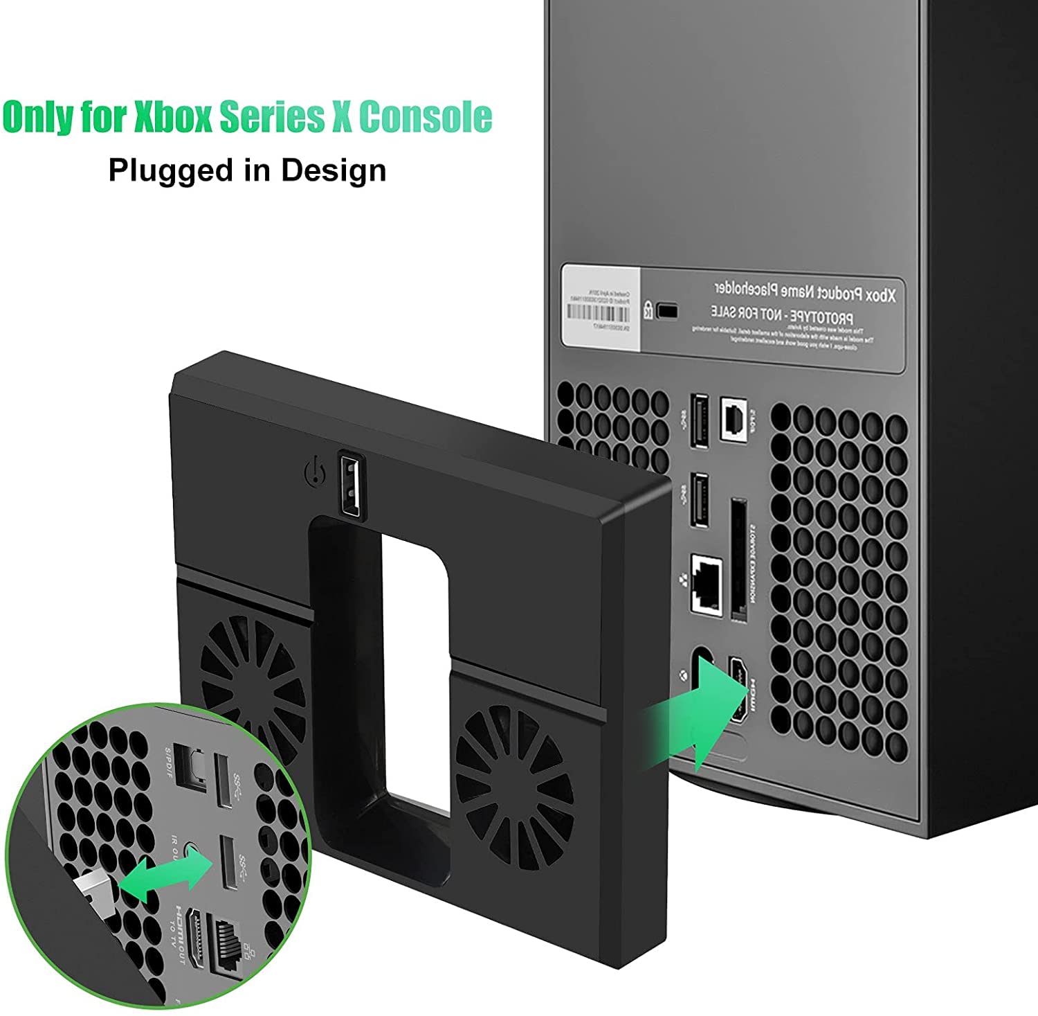 Linkstyle Vertical Cooling Stand with Dual Fans for Xbox Series X - USB Powered Cooling System with Extra USB Port - Perfect for Gaming, Streaming & Long Play Sessions