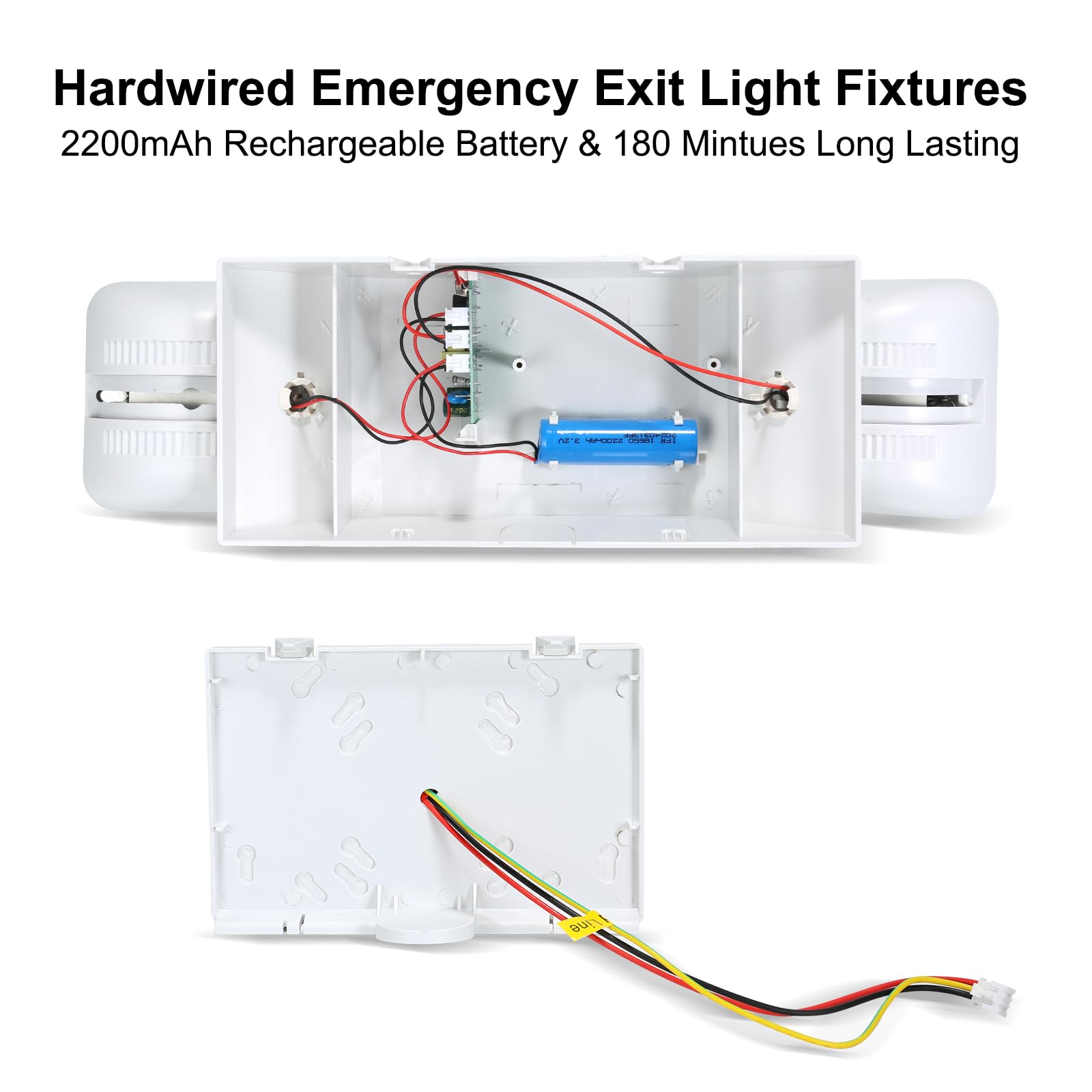 24 Pack LED Emergency Lights with Battery Backup - Dual Head Commercial Emergency Lighting for Home, Business, Hallway & Exit - AC110V/277V - Ideal for Power Outages & Emergency Situations