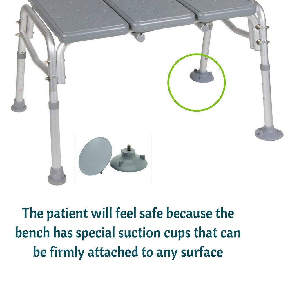 **Adjustable Height Heavy Duty Bariatric Transfer Bench – 500 lbs Capacity, Non-Slip Seat & Back Support – Shower & Bath Safety Chair for Elderly & Disabled – Ideal for Home Bathroom & Mobility Assistance**