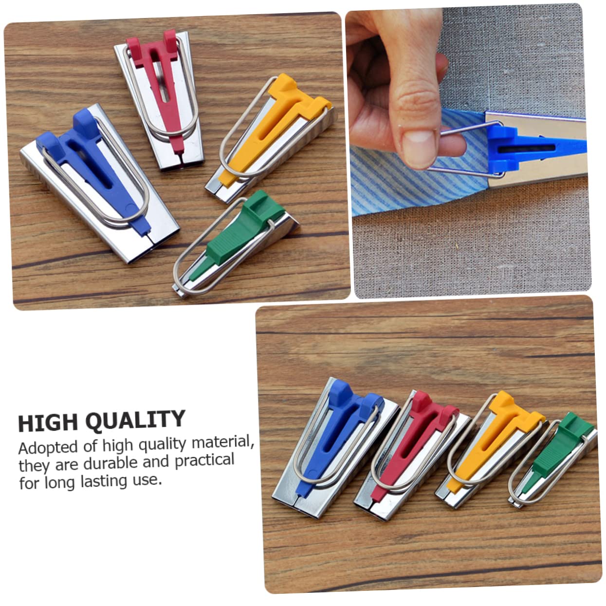 KONTONTY 1 Set Multi-Size Bias Tape Maker Tool Kit with Sewing Clips - Professional Fabric Folding Tools for Quilting, Sewing & DIY Craft Projects - Perfect for Dressmaking, Hemming & Scrapbooking