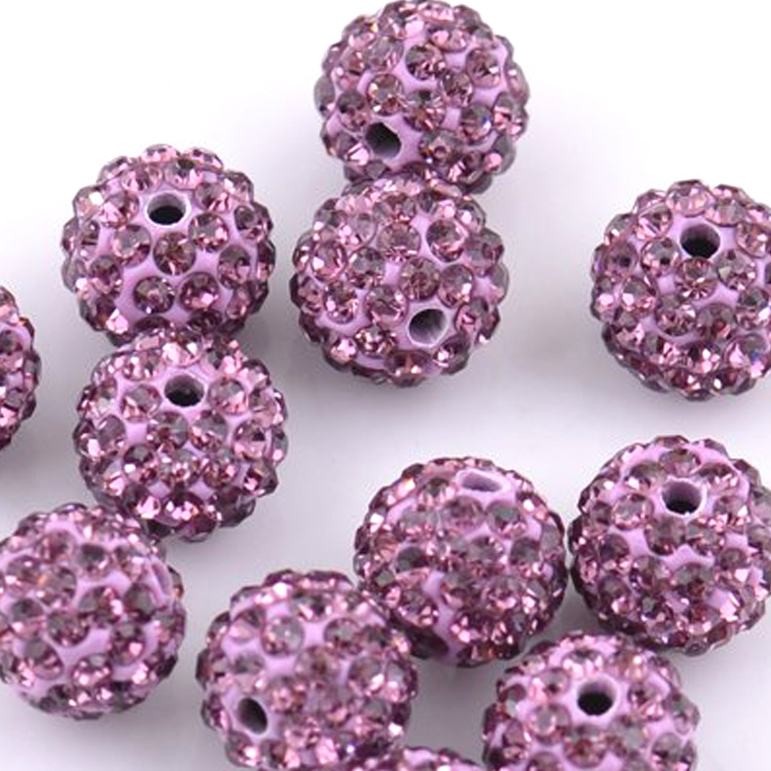 **RUBYCA 8mm Light Purple Pave Czech Crystal Disco Ball Clay Beads - 20pcs for Shamballa Bracelet Making, DIY Jewelry, Boho Accessories & Party Decor**