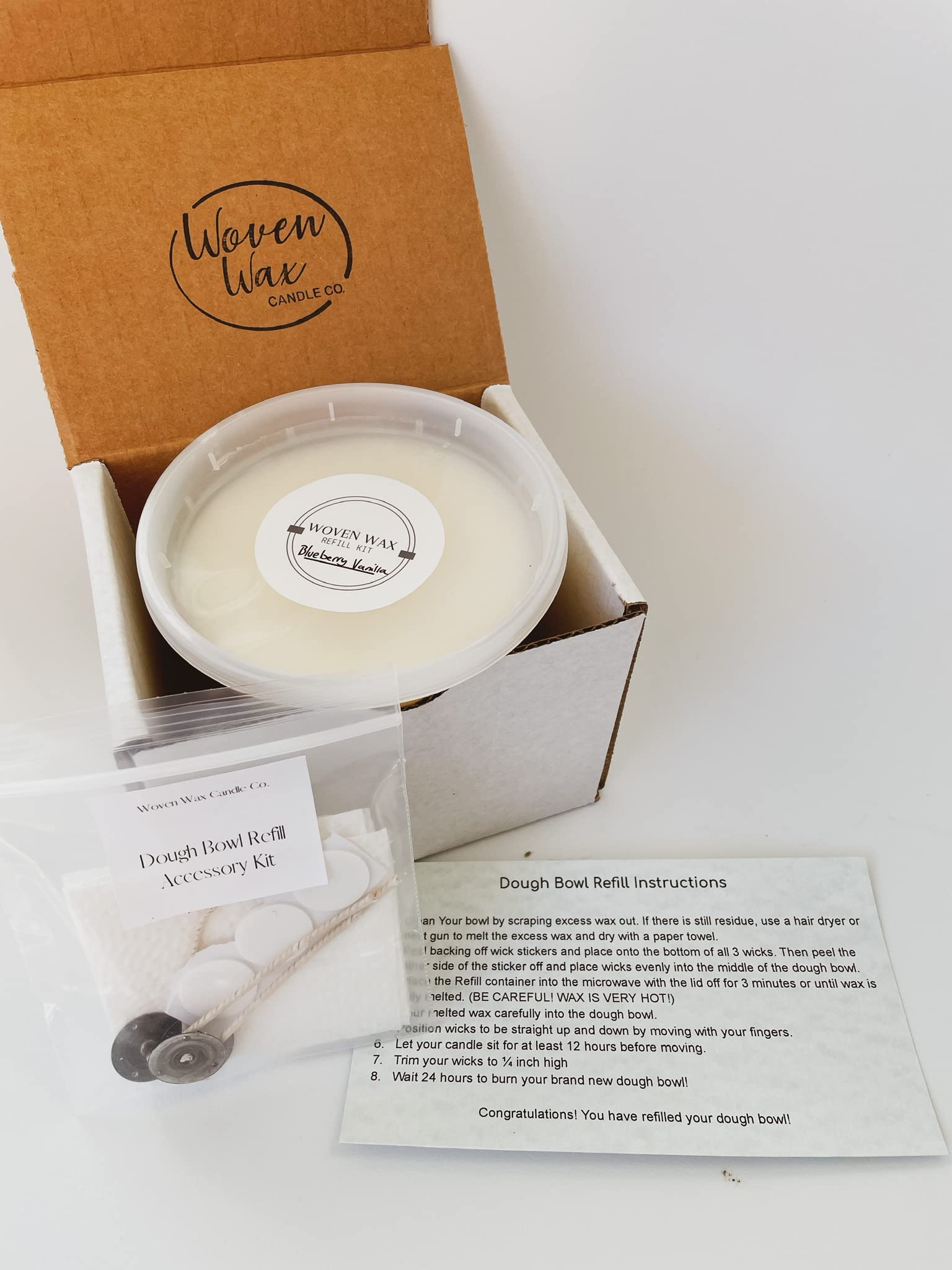 Christmas Tree Dough Bowl Candle Refill Kit - Natural Soy Wax, Holiday Home Decor for Farmhouse, Rustic & Cozy Winter Ambiance