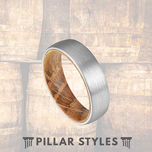 6mm Silver Tungsten Wedding Band for Men - Bourbon Barrel & Reclaimed Wood Ring - Unique Anniversary Gift for Him - Perfect for Whiskey Lovers & Outdoor Enthusiasts