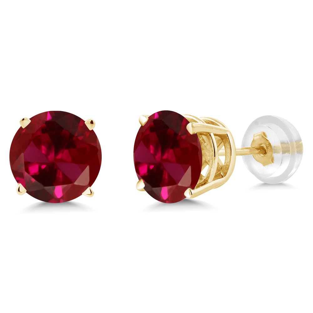 14K Yellow Gold Round 5MM Gemstone Birthstone Stud Earrings for Women & Men | Personalized Zodiac Jewelry Gift | Perfect for Birthdays, Anniversaries & Special Occasions
