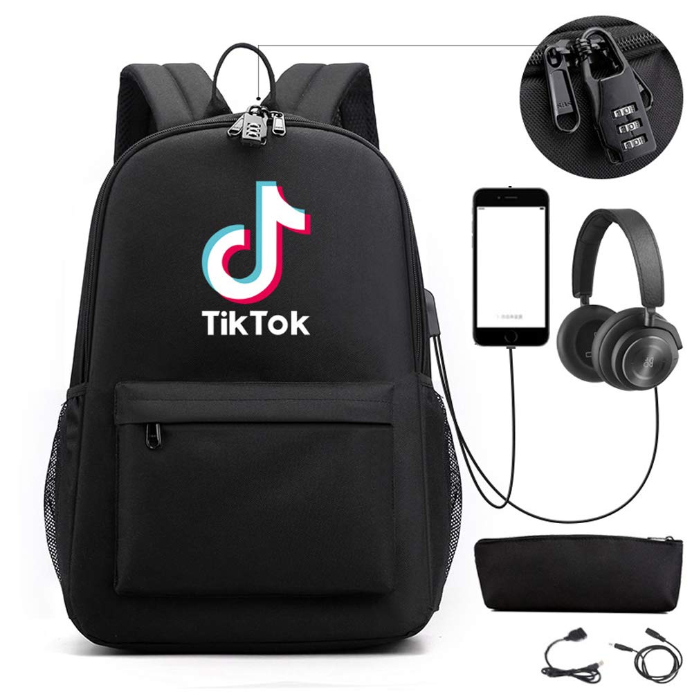 Anti-Theft Slim Laptop Backpack with USB Charging Port & Audio Cable - Water Resistant Travel Business Backpack with Lock & Pencil Case - Durable College School Bag for Men & Women - Perfect for Commuting, Work, Travel & Gifts (Black)