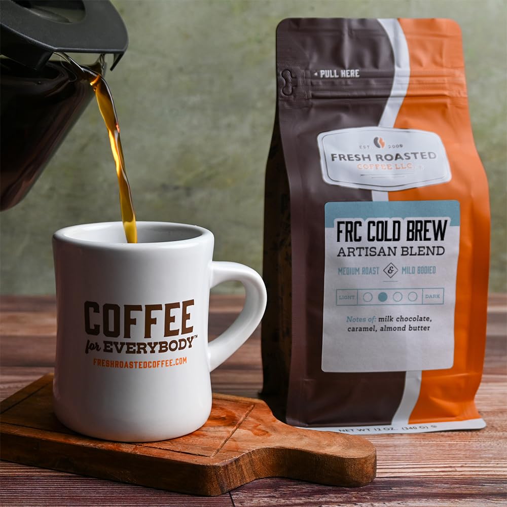 Fresh Roasted Medium Roast Whole Bean Coffee - FRC Cold Brew, 12 oz, Kosher Certified | Perfect for Home Brewing, Office Use & Gifts