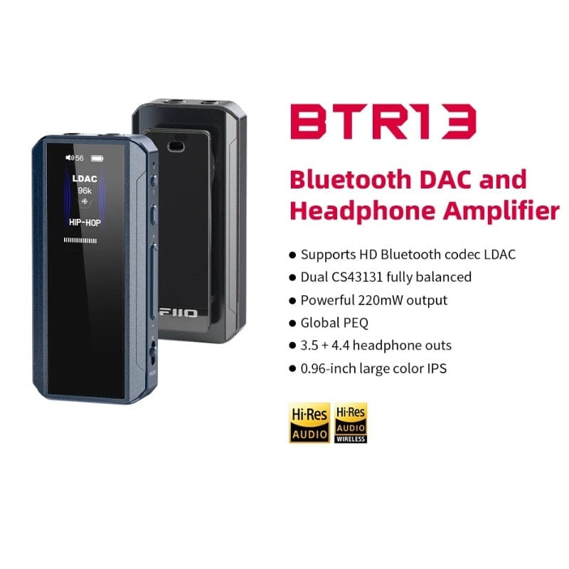 FiiO BTR13 Portable Bluetooth DAC & Headphone Amplifier with Dual CS43131 Chips - Wireless Audio Receiver for Hi-Res Music, Gaming & Travel